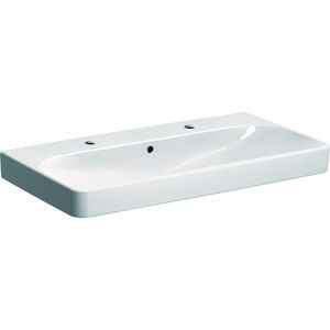 Smyle Square wastafel 90x48cm met 2xkraangat m/1x overloop wit