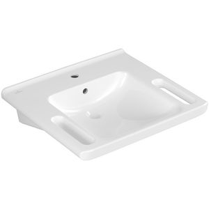 Rolstoelwastafel ViCare 600x550mm wit Alpin C+ AntiBac met kraangat met overloop