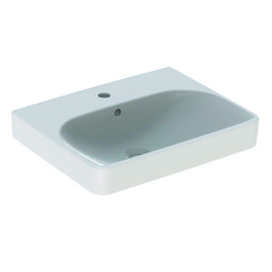 Smyle Square wastafel 55x44cm met kraangat + overloop wit
