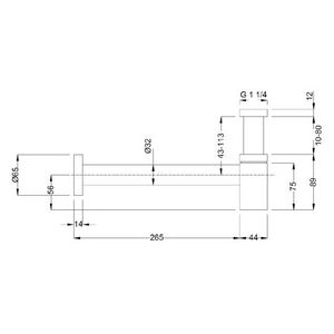 Slim Square sifon 1.1/4x32mm RVS-look tbv fontein