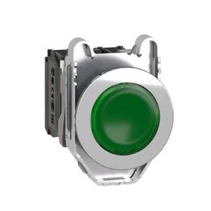 Drukknop Verlicht Verzonken Metaal 30mm LED 230V Harmony XB4