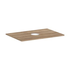 Console / wastafelblad 780x550mm Natural Oak met middenuitsparing tbv waskom zonder kraangat Xelu Q