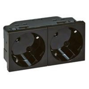 Wandcontactdoos 2x2P + A voorbekabeld zwart Mosaic