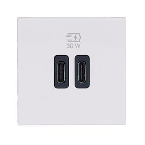 USB Powlader 30W 2 modulen C + C wit Mosaic