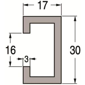 Lengte a 3mtr. alu. profiel 30x17mm VVE=5