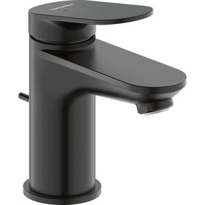 Wave 1-hendel wastafelmengkraan S mat zwart sprong 95mm incl. waste-inrichting