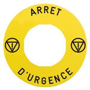 Etiket 60mm noodstopARRET D"URGENCE" Geel XB4/XB5 VVE=10