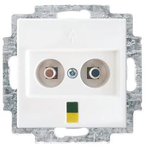 Aardingscontactdoos+Centraalplaat 2v inb SI-B alpinwit