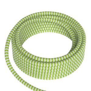 Lengte a 1,5m. Textielsnoer 2C 2x0,75mm² limoen/wit