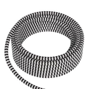Lengte a 1,5m. Textielsnoer 2C 2x0,75mm² zwart/wit