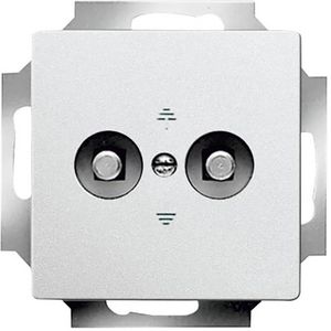 Aardingscontactdoos+Centraalplaat 2v inb f-alu