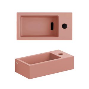 Flush 3 fontein kraangat en plug rechts mat roze keramiek
