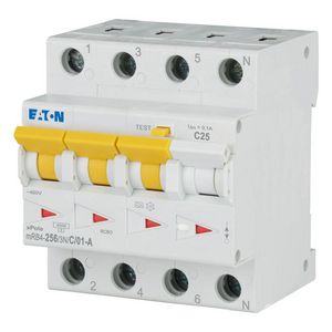 Aardlekautomaat (RCBO) mRB4, C-kar., 25A 100mA, 4P incl. N, 4.5 kA Eaton