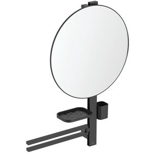 Accessoire bar Alu+ L800 met spiegel rond ø500mm Silk Black incl. bevestigingsmateriaal