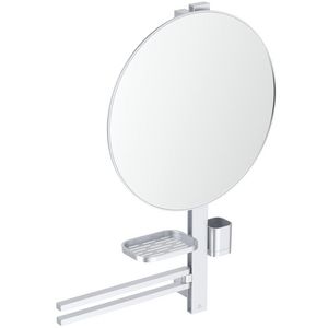 Accessoire bar Alu+ L800 met spiegel rond ø500mm Silver incl. bevestigingsmateriaal
