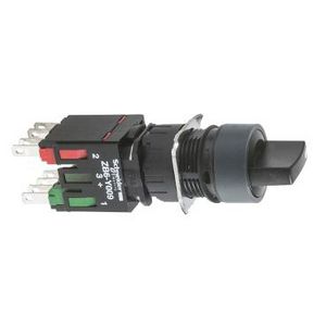 Keuzeschakelaar 2 standen Ø16mm 1NO + 1NC Zwart