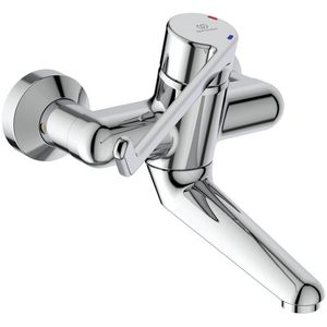 Ceraplus wandmengkraan hoh 150mm chroom sluiting over koud lange hendel uitloop 150mm incl. S-koppelingen