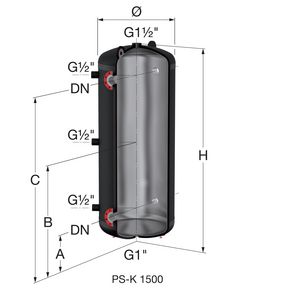 Buffervat PS-K 1500L (excl. isolatiemantel)