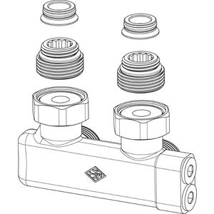 Wisselonderblok haaks G3/4" R1/2" 50mm