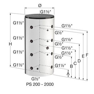 Buffervat PS 500 3bar zonder mantel