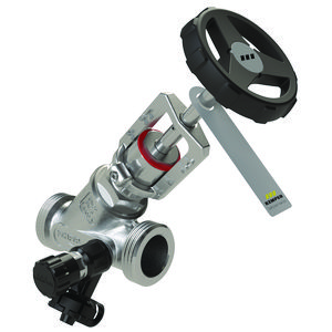 Inregelafsluiter van rvs met aftapper bt DN15