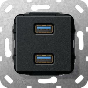 USB 3.0 A 2-voudig kppl. Basiselement zwart m