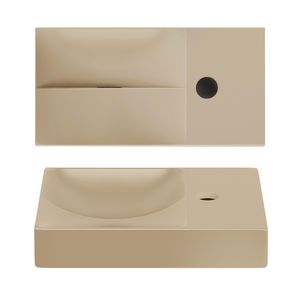 VALE fontein 38cm afleg rechts met kraangat geint. afvoer  mat mosterd