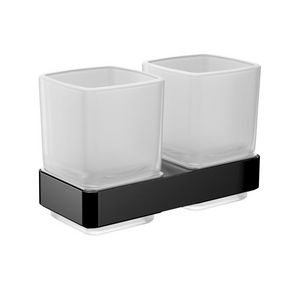 Loft dubbele glashouder drinkglazen kristalglas gesat. zwart