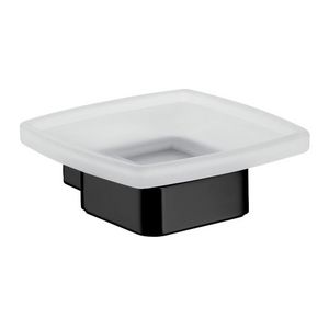 Loft, zeephouder, zeepschaal kristalglas gesatineerd, zwart