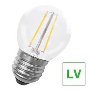 LED-lamp G45 FIL E27 12V-42V AC/DC 2W 180lm (18W) 827 helder