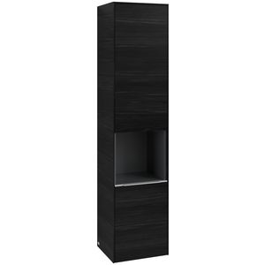 Hoge kast SUBWAY 3.0 400x1710x362mm Black Oak C58900AB greep alu. glans