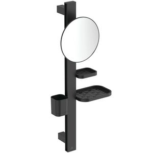 Accessoire bar Alu+ S700 met spiegel rond ø200mm Silk Black incl. bevestigingsmateriaal