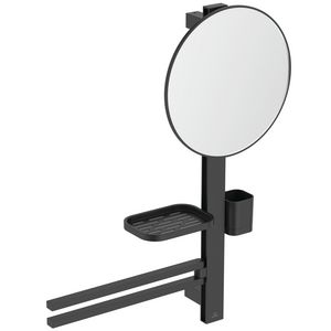 Accessoire bar Alu+ M700 met spiegel rond ø320mm Silk Black incl. bevestigingsmateriaal