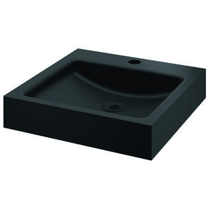 Wastafel muurm krngat Ø35 mid z overl RVS mat zwart