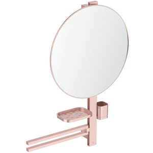 Accessoire bar Alu+ L800 met spiegel rond ø500mm Rose incl. bevestigingsmateriaal
