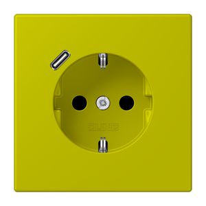 Wandcontactdoos met R/A + lader USB C Saf+ LC4320F groen