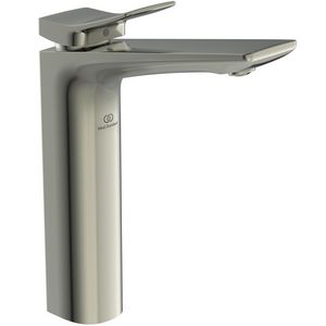 Conca verhoogde wastafelmengkraan met waste silver storm (rvs look)