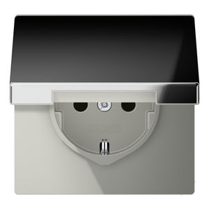 Wandcontactdoos glans chroom besch.cont/aanr.veil klapd