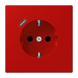 Wandcontactdoos met R/A + lader USB C Saf+ LC32090 rood