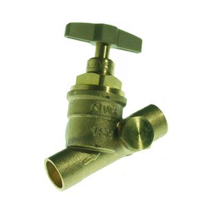 Stopkraan 2x capillair aftapgelegenheid messing 15mm