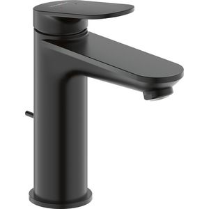 Wave 1-hendel wastafelmengkraan M mat zwart sprong 122mm incl. waste-inrichting