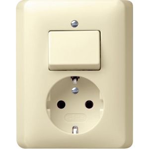 Combi uit-wis/wandcontactdoos met randaarde v.afd.pl. Gira Standard 55 creme wit
