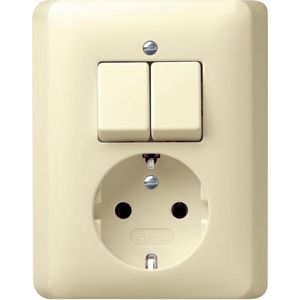 Combi serie/wandcontactdoos met randaarde afd.pl. Gira Standard 55 creme wit