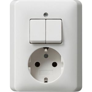 Combi serie/wandcontactdoos met randaarde afd.pl. Gira Standard 55 zuiver wit