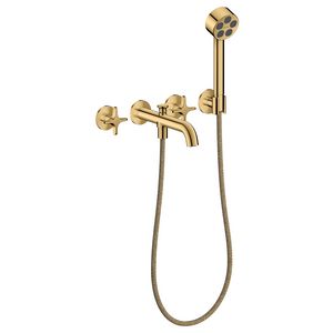 3-gats inbouw badkraan handdouche kruisgrepen AXOR One Polished Gold-Optic