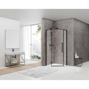 Vijfhoek cabine 870-890x2000 HE 8mm+Nano ZW stab 636 deur