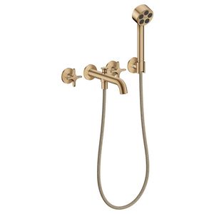 3-gats inbouw badkraan handdouche kruisgrepen AXOR One Brushed Bronze