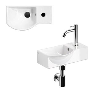 Fontein set 8 wit keramiek en chr. InBe