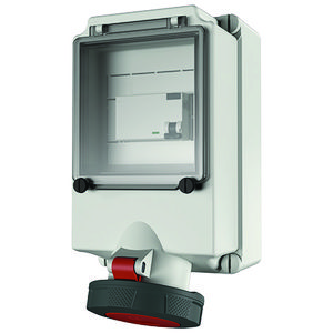 Wandcontactdoos 63A 5-polig  6H 400V IP67 + aardlek