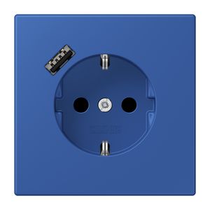 Wandcontactdoos met R/A + lader USB A Saf+ LC4320K blauw